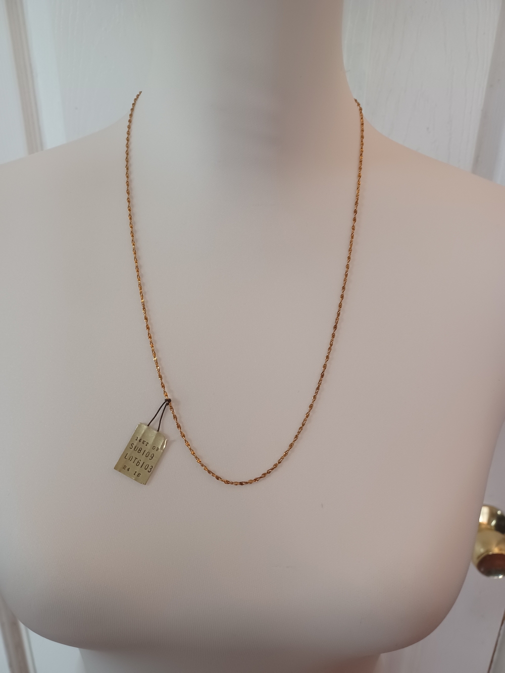 Vtg Lady Reminton 80s 14K GF Yellow Gold Textured Rope Link Chain Necklace 24 in